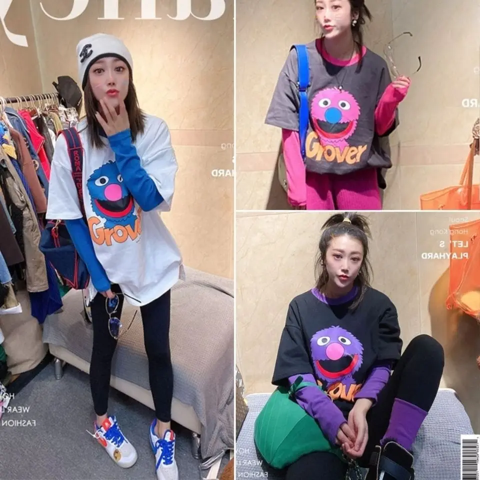 2021 Chic Autumn Spring Fashion Oversize Grover Print Thicken Fake Two Pieces Tshirt Unisex Long Sleeve Casual O Neck TOP TEES
2021 Chic Autumn Spring Fashion Oversize Grover Print Thicken Fake Two Pieces Tshirt Unisex Long Sleeve Casual O Neck TOP TEES
