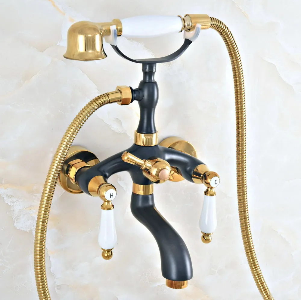 Black Gold Bathroom Faucet Mixer Tap Wall Mounted Hand Held Shower Head Kit Shower Faucet Sets zna437
Black Gold Bathroom Faucet Mixer Tap Wall Mounted Hand Held Shower Head Kit Shower Faucet Sets zna437