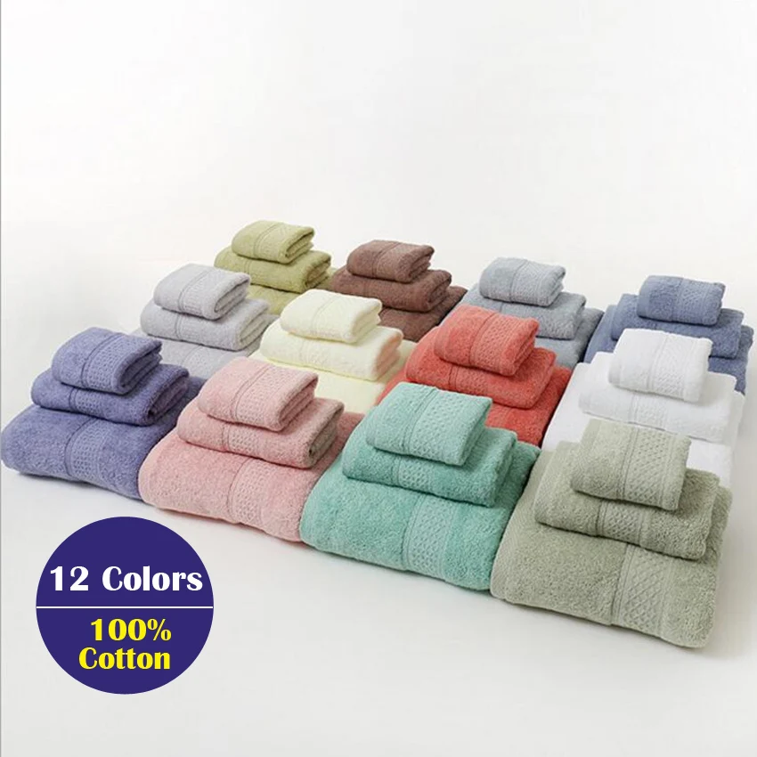 3PCS Towel Set Solid Color Cotton Large Thick Bath Towel Bathroom Hand Face Shower Towels Home For Adults Kids
3PCS Towel Set Solid Color Cotton Large Thick Bath Towel Bathroom Hand Face Shower Towels Home For Adults Kids