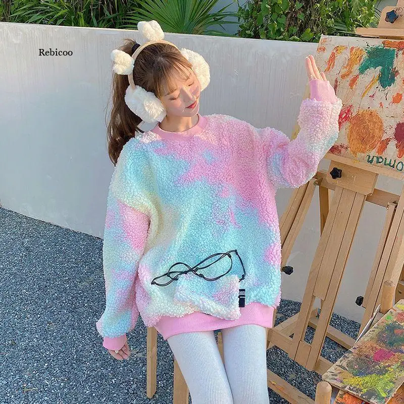 Winter Rainbow Kawaii Fur Pullover Women Warm Sweet Oversized Female Harajuku High Street Korean Sweatshirt Women New
Winter Rainbow Kawaii Fur Pullover Women Warm Sweet Oversized Female Harajuku High Street Korean Sweatshirt Women New