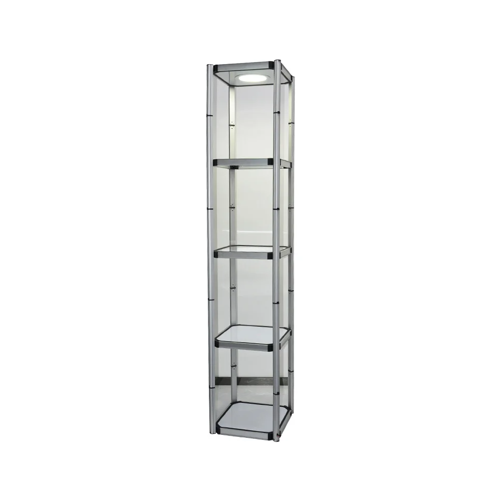 81.1" Square Portable Aluminum Spiral Tower Display Case with Shelves, Top light and Clear Panels
81.1" Square Portable Aluminum Spiral Tower Display Case with Shelves, Top light and Clear Panels