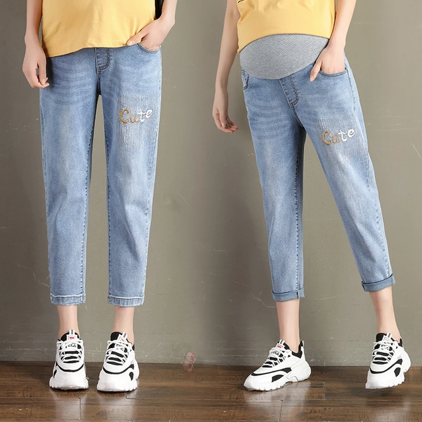 Stretchy pregnant pants 2020 new autumn and winter Korean version was thin embroidered cropped pants feet harem jeans
Stretchy pregnant pants 2020 new autumn and winter Korean version was thin embroidered cropped pants feet harem jeans
