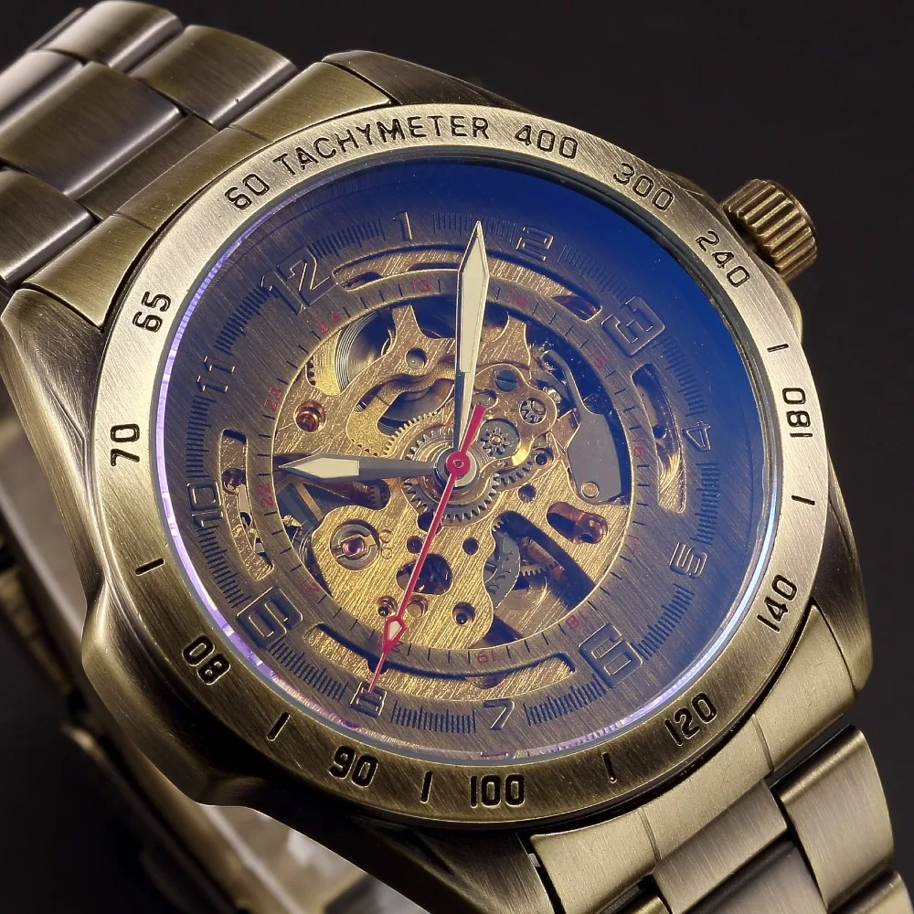Fashion Skeleton Watch Men Mechanical Watch Vintage Brass steel Men's Wristwatch Skeleton Steampunk Clock Male relogio masculino
Fashion Skeleton Watch Men Mechanical Watch Vintage Brass steel Men's Wristwatch Skeleton Steampunk Clock Male relogio masculino