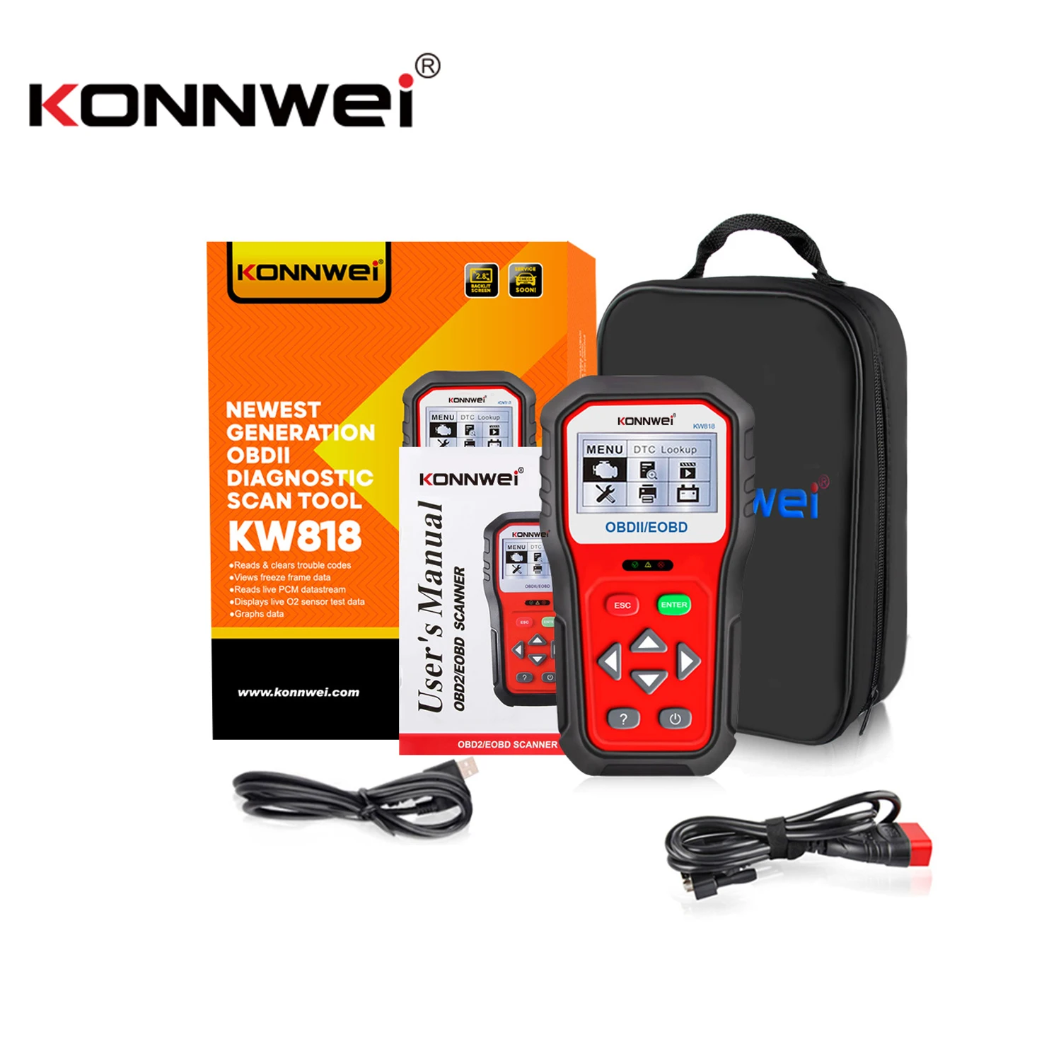 KONNWEI KW818 OBD2 сканер, 2,8 дюймовый большой экран OBDII считыватель кодов | Универсальная версия с функцией тестирования батареи
KONNWEI KW818 OBD2 сканер, 2,8 дюймовый большой экран OBDII считыватель кодов | Универсальная версия с функцией тестирования батареи