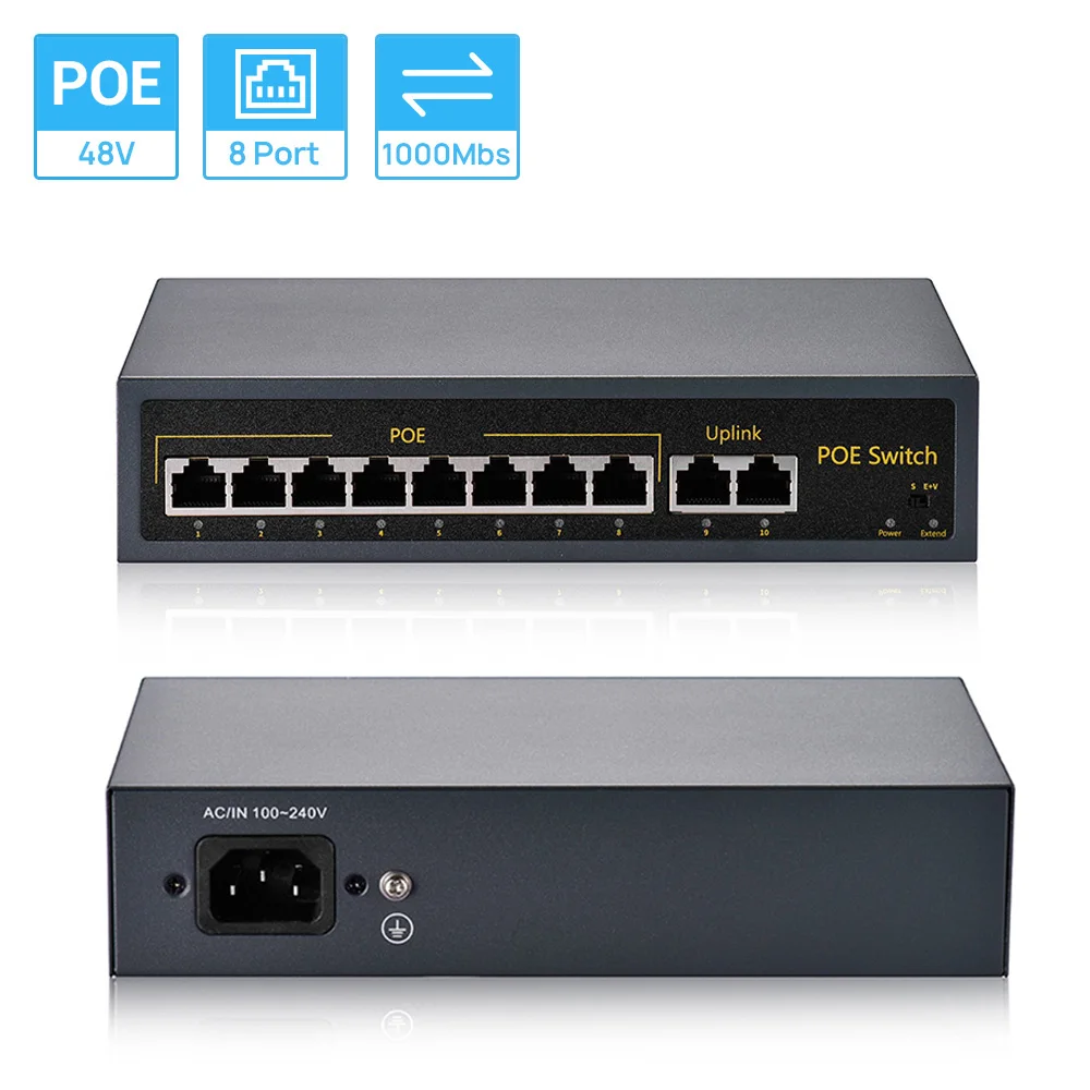 Коммутатор POE Hamrolte, 10 портов, 8 каналов, IEEE802.3af, 1000 Мбит/с, 120 Вт, макс. 250 м, для системы POE-камер
Коммутатор POE Hamrolte, 10 портов, 8 каналов, IEEE802.3af, 1000 Мбит/с, 120 Вт, макс. 250 м, для системы POE-камер
