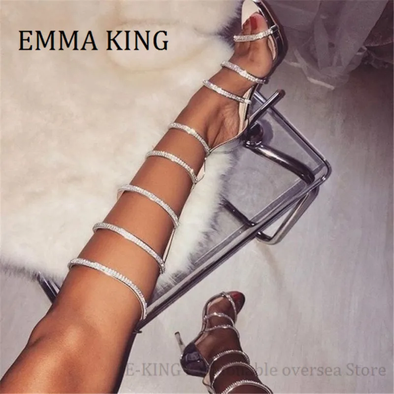 Women Rhinestone Gladiator Strappy Sandals Sexy Stiletto Heels Open Toe Crystal Knee High Boots 2021 Party Club Summer Sandals
Women Rhinestone Gladiator Strappy Sandals Sexy Stiletto Heels Open Toe Crystal Knee High Boots 2021 Party Club Summer Sandals