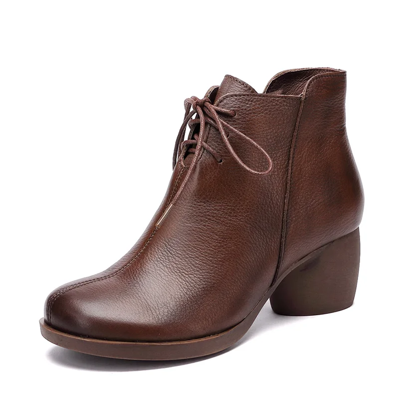 Ladies Thick Heel Boots Women Round Toe Winter Lace Up Genuine Leather Ankle Boots
Ladies Thick Heel Boots Women Round Toe Winter Lace Up Genuine Leather Ankle Boots