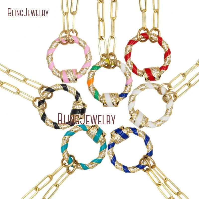 10pcs Round Lock Necklace CZ Enamel Carabiner Screw Clasp Women Gold Color Stainless Steel Jewelry
10pcs Round Lock Necklace CZ Enamel Carabiner Screw Clasp Women Gold Color Stainless Steel Jewelry