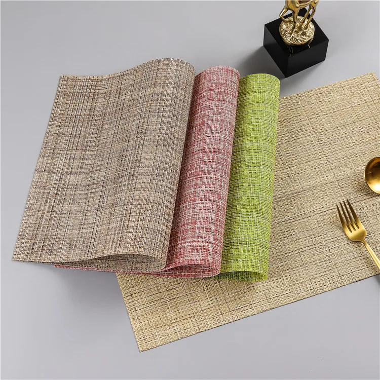 30x45cm Simple Solid Color Woven Placemat Environmentally Friendly PVC Insulation Mat Dish Mat
30x45cm Simple Solid Color Woven Placemat Environmentally Friendly PVC Insulation Mat Dish Mat
