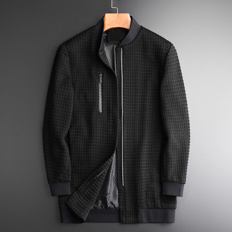 Medium Long Style Jacket Men Luxury Stand Collar Three-dimensional Plaid Knitted Fabric Mens Jackets And Coats M-4XL
Medium Long Style Jacket Men Luxury Stand Collar Three-dimensional Plaid Knitted Fabric Mens Jackets And Coats M-4XL