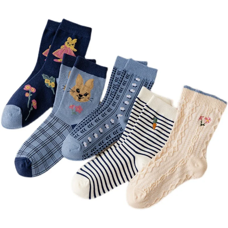 Retro Embroidered Rabbit Japanese Cute Cartoon Stripe Women's Medium Tube Socks National Style Flower Socks Women
Retro Embroidered Rabbit Japanese Cute Cartoon Stripe Women's Medium Tube Socks National Style Flower Socks Women
