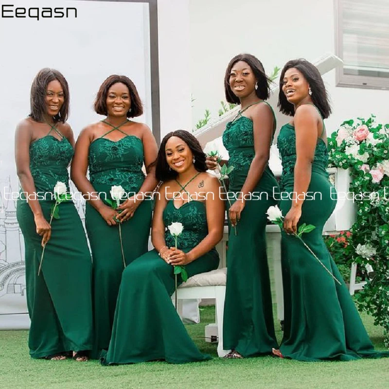 Green Lace Appliques Bridesmaid Dress Mermaid African Women Spaghetti Straps Wedding Party Dresses Vestido De Mujer
Green Lace Appliques Bridesmaid Dress Mermaid African Women Spaghetti Straps Wedding Party Dresses Vestido De Mujer