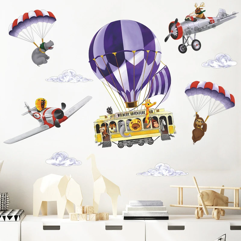 Large Cartoon Hot Air Balloon Wall Stickers Airplane Sticker for Kids room baby bedroom Decor Removable Self-adhesive Wall Decal
Large Cartoon Hot Air Balloon Wall Stickers Airplane Sticker for Kids room baby bedroom Decor Removable Self-adhesive Wall Decal