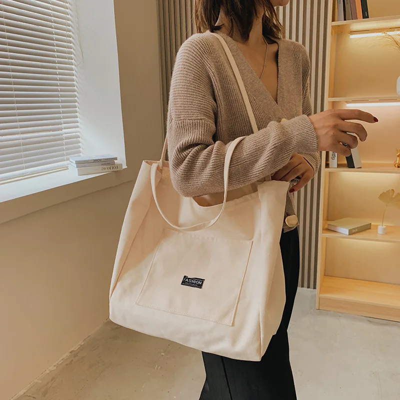 Simple Big Capacity Canvas Shoulder Bag Women's Shopping Bag Female Hand Bags Corduroy Storage Reusable Foldable Tote Bag
Simple Big Capacity Canvas Shoulder Bag Women's Shopping Bag Female Hand Bags Corduroy Storage Reusable Foldable Tote Bag