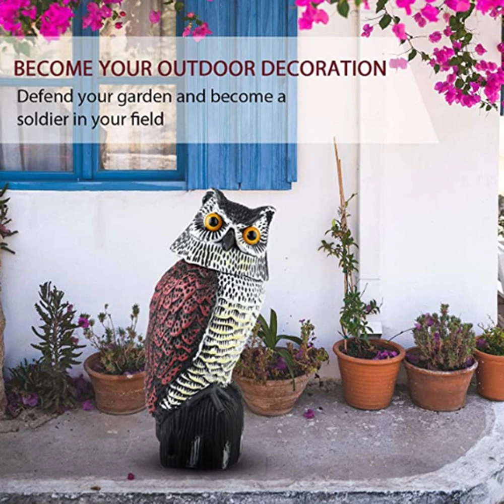 Plastic Garden Statues Bird Scarer 360° Rotate Head Sound Owl Protection Repellent Pest Control Scarecrow Garden Yard Sculpture
Plastic Garden Statues Bird Scarer 360° Rotate Head Sound Owl Protection Repellent Pest Control Scarecrow Garden Yard Sculpture