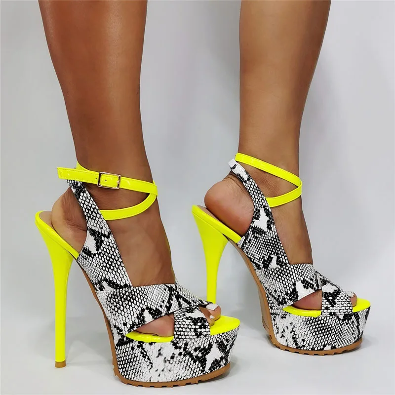 Stage Crossed Neon Python Leather Platform Sandals Lady Double Ankle Strap Thin Heels Dress Shoes Woman Mixed color Party Heels
Stage Crossed Neon Python Leather Platform Sandals Lady Double Ankle Strap Thin Heels Dress Shoes Woman Mixed color Party Heels