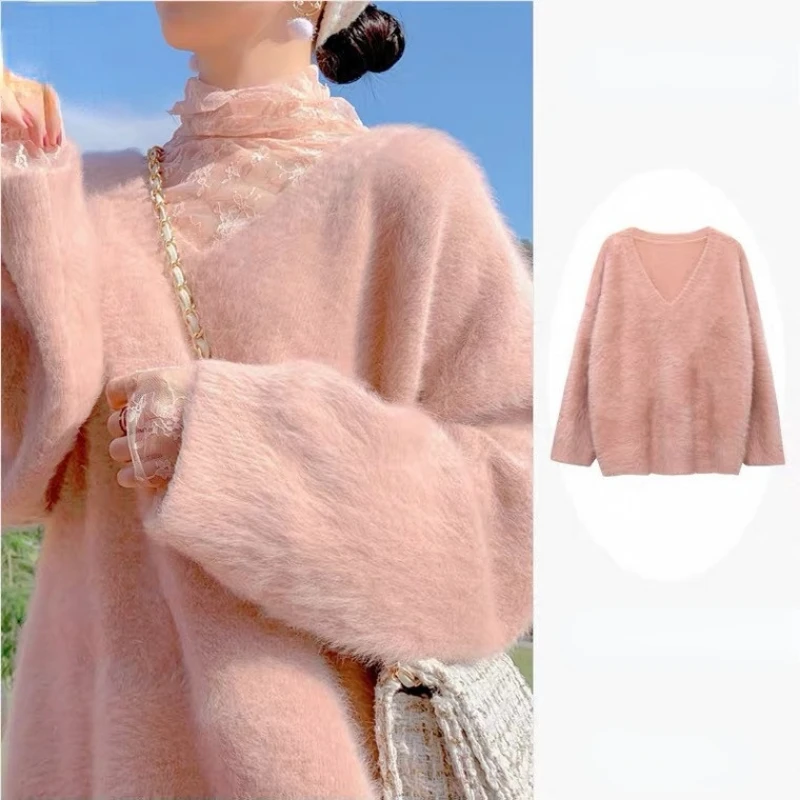 2021 New Female Autumn/winter Imitation Mink Fur V-neck Pullover Sweater Korean Style Elegant Gentle Loose Sweater Autumn K5698
2021 New Female Autumn/winter Imitation Mink Fur V-neck Pullover Sweater Korean Style Elegant Gentle Loose Sweater Autumn K5698