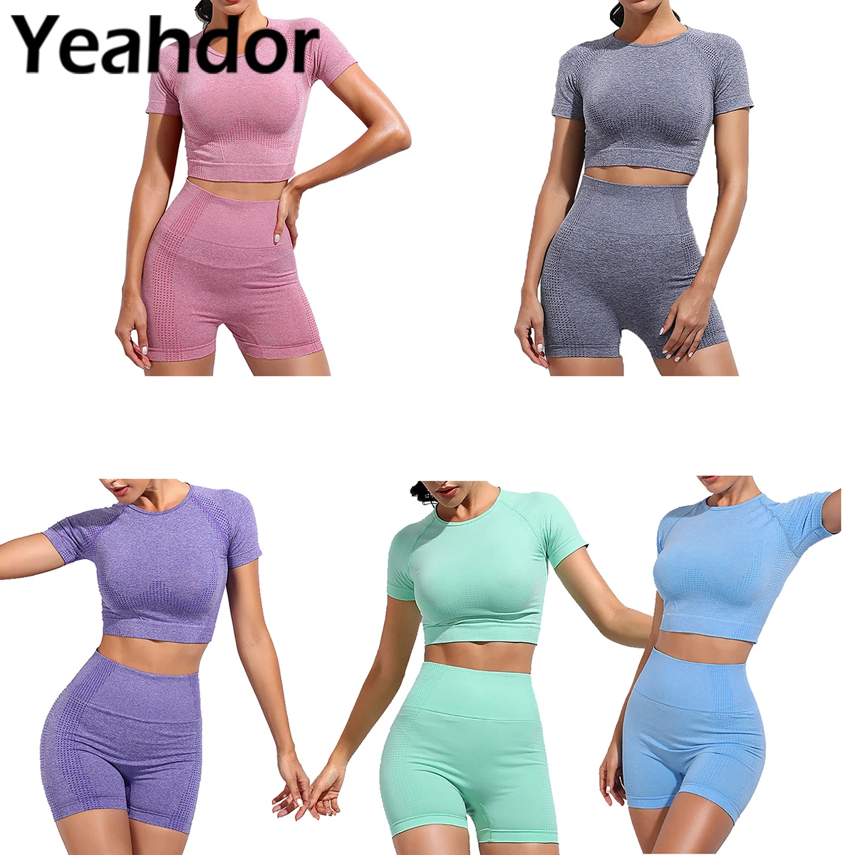 Womens Yoga Outfits Running Dance Fitness Set Workout Gym Sweat Suit Round Neck Short Sleeve Crop Top with Shorts Dancewear
Womens Yoga Outfits Running Dance Fitness Set Workout Gym Sweat Suit Round Neck Short Sleeve Crop Top with Shorts Dancewear