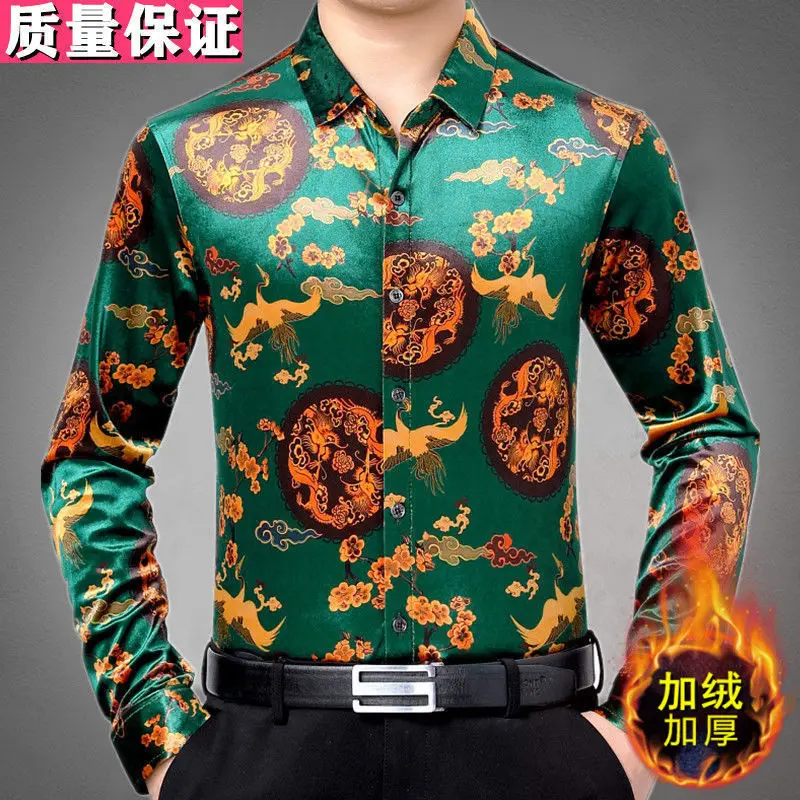 2021 Winter Male Thermal Clothes Fashion Floral Printed Thick Velvet Shirts Men's Printing Warm Gold Velvet Dress Shirts
2021 Winter Male Thermal Clothes Fashion Floral Printed Thick Velvet Shirts Men's Printing Warm Gold Velvet Dress Shirts