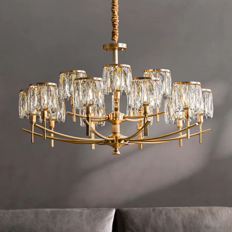 Light Luxury Crystal Chandelier American Copper Post-Modern Lamp in the Living Room Luxury Elegant Villa Restaurant Lamps
Light Luxury Crystal Chandelier American Copper Post-Modern Lamp in the Living Room Luxury Elegant Villa Restaurant Lamps
