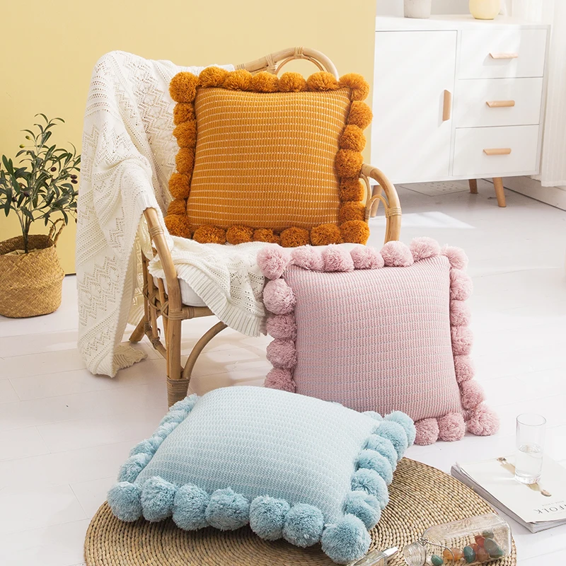 Pompom Ball Cushion Cover Vintage Yellow Ivory Pink Green Pillow Cover Knit 43cm*43cm Zip Open Home Decoration Sofa Bed
Pompom Ball Cushion Cover Vintage Yellow Ivory Pink Green Pillow Cover Knit 43cm*43cm Zip Open Home Decoration Sofa Bed