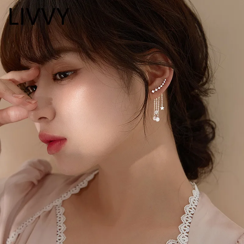 LIVVY Silver Color Multi-Layer Tassel Zircon Star-Shape Earring For Women Light Luxury Elegance Temperament Trendy Jewelry
LIVVY Silver Color Multi-Layer Tassel Zircon Star-Shape Earring For Women Light Luxury Elegance Temperament Trendy Jewelry