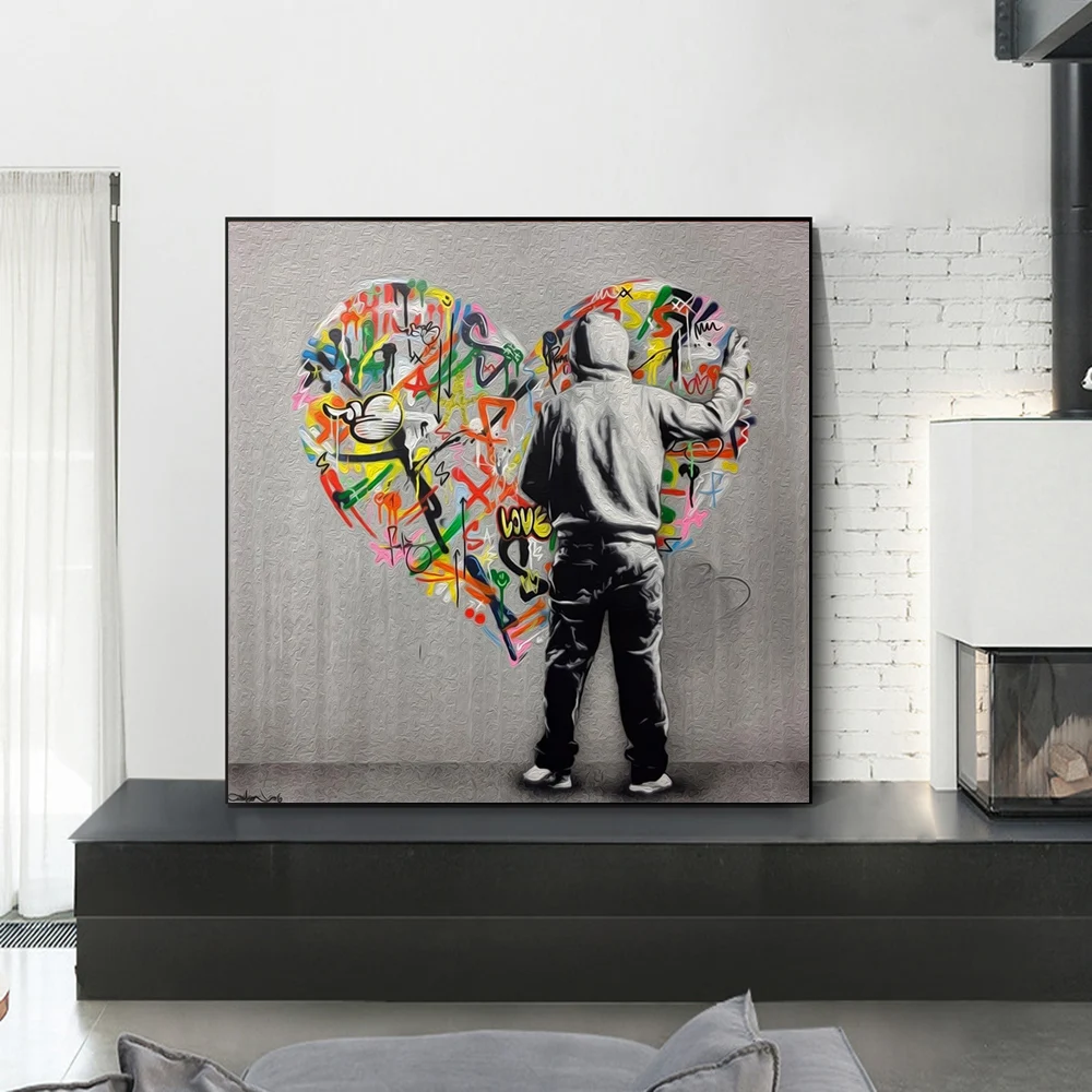 Graffiti Street Love Heart Man Posters and Prints, Art Canvas Painting, Wall Pictures for Living Room, Home Decor, Unframed
Graffiti Street Love Heart Man Posters and Prints, Art Canvas Painting, Wall Pictures for Living Room, Home Decor, Unframed
