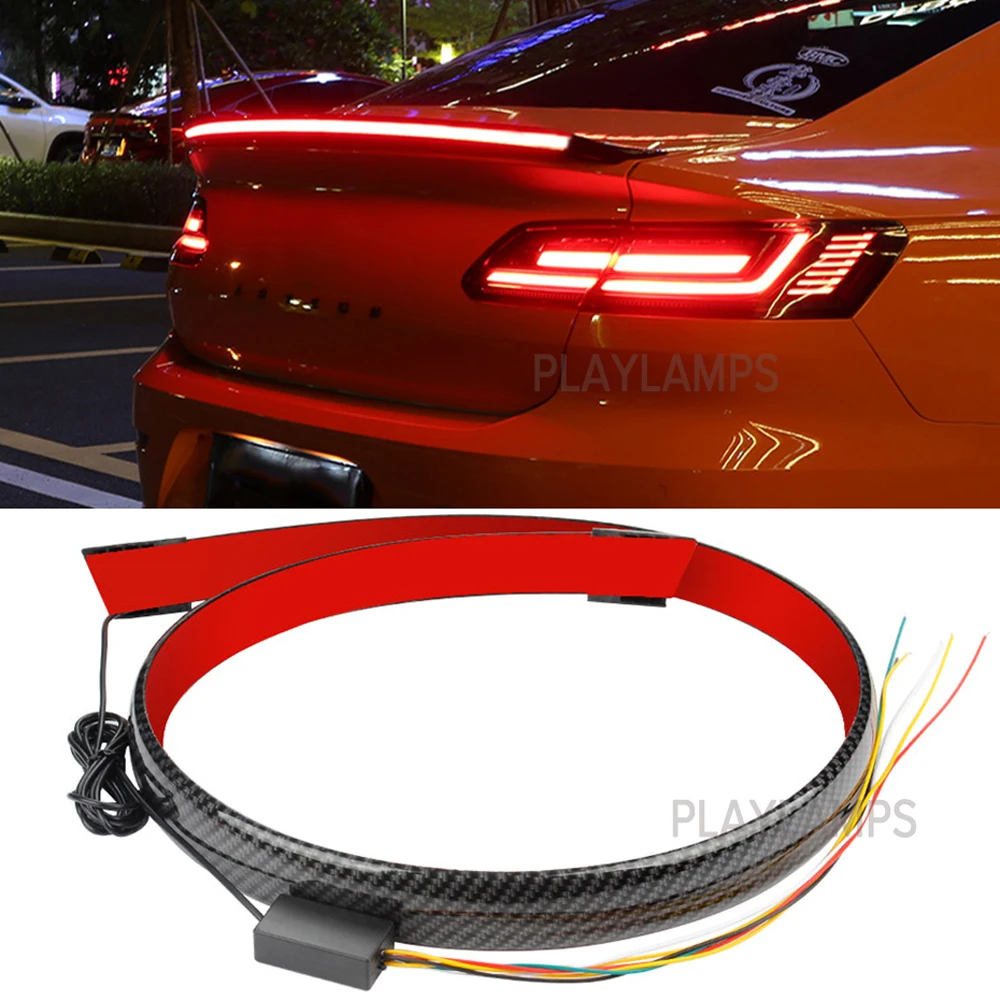 130cm Car Carbon Fiber Led Spoiler Lights Universal Auto Driving Brake Turn Signal Rear Tail Lights Car Rear Spoiler 12V
130cm Car Carbon Fiber Led Spoiler Lights Universal Auto Driving Brake Turn Signal Rear Tail Lights Car Rear Spoiler 12V