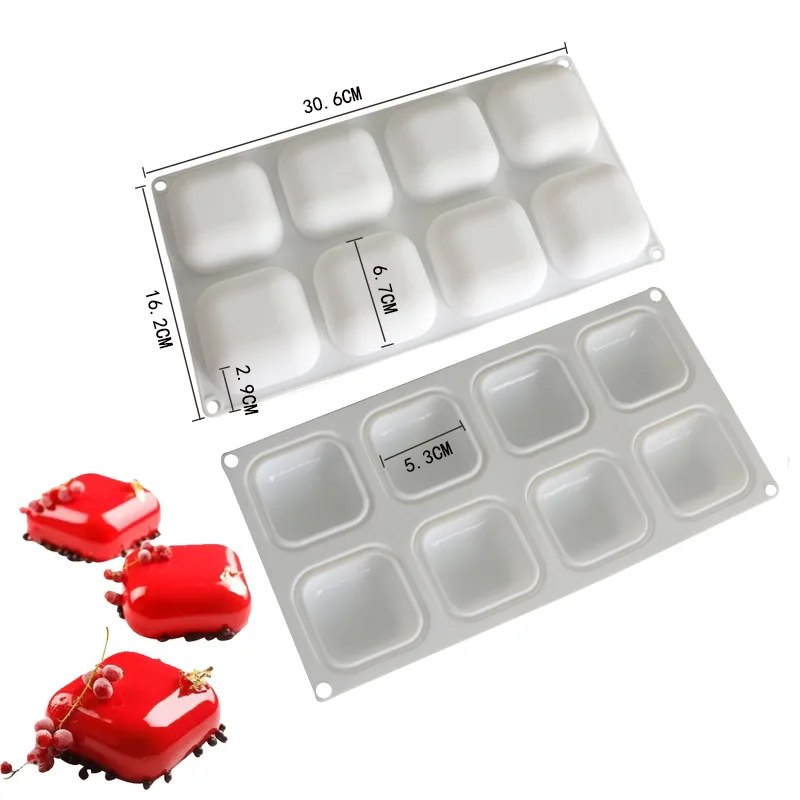 Square Pillow Silicone Cake Mold, Chocolate Mousse, Ice Cream, Jelly Pudding, Dessert Bread, Bakeware, Decorating Tool, 8 Cavity
Square Pillow Silicone Cake Mold, Chocolate Mousse, Ice Cream, Jelly Pudding, Dessert Bread, Bakeware, Decorating Tool, 8 Cavity