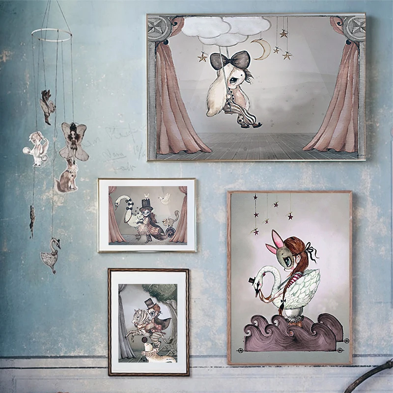 Scandinavian Ms Rabbit Swan Posters Cartoon Nursery Art Print Wall Picture Canvas Painting Nordic Girls Boys Baby Room Decor
Scandinavian Ms Rabbit Swan Posters Cartoon Nursery Art Print Wall Picture Canvas Painting Nordic Girls Boys Baby Room Decor