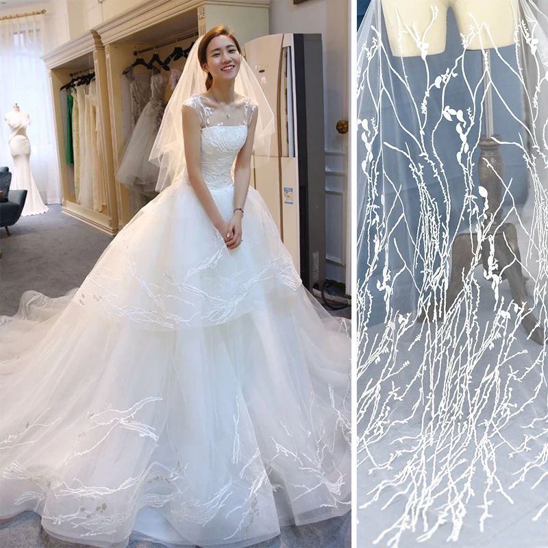 Ivory White Sequined Embroidered Lace Fabric Wedding Dress DIY Accessories
Ivory White Sequined Embroidered Lace Fabric Wedding Dress DIY Accessories