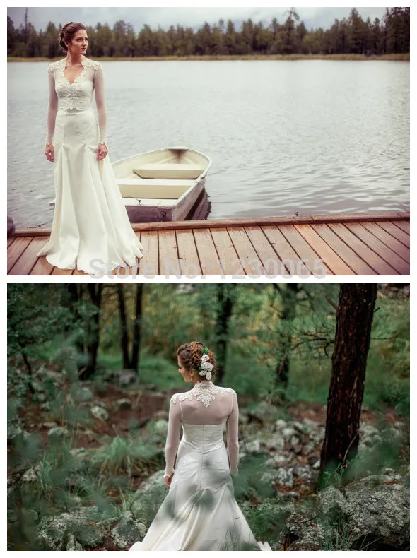 free shipping 2015 New Arrival Ivory Long Sleeves Vintage Style Bohemian Wedding Dresses with jacket appliques bridal Gown bride
free shipping 2015 New Arrival Ivory Long Sleeves Vintage Style Bohemian Wedding Dresses with jacket appliques bridal Gown bride