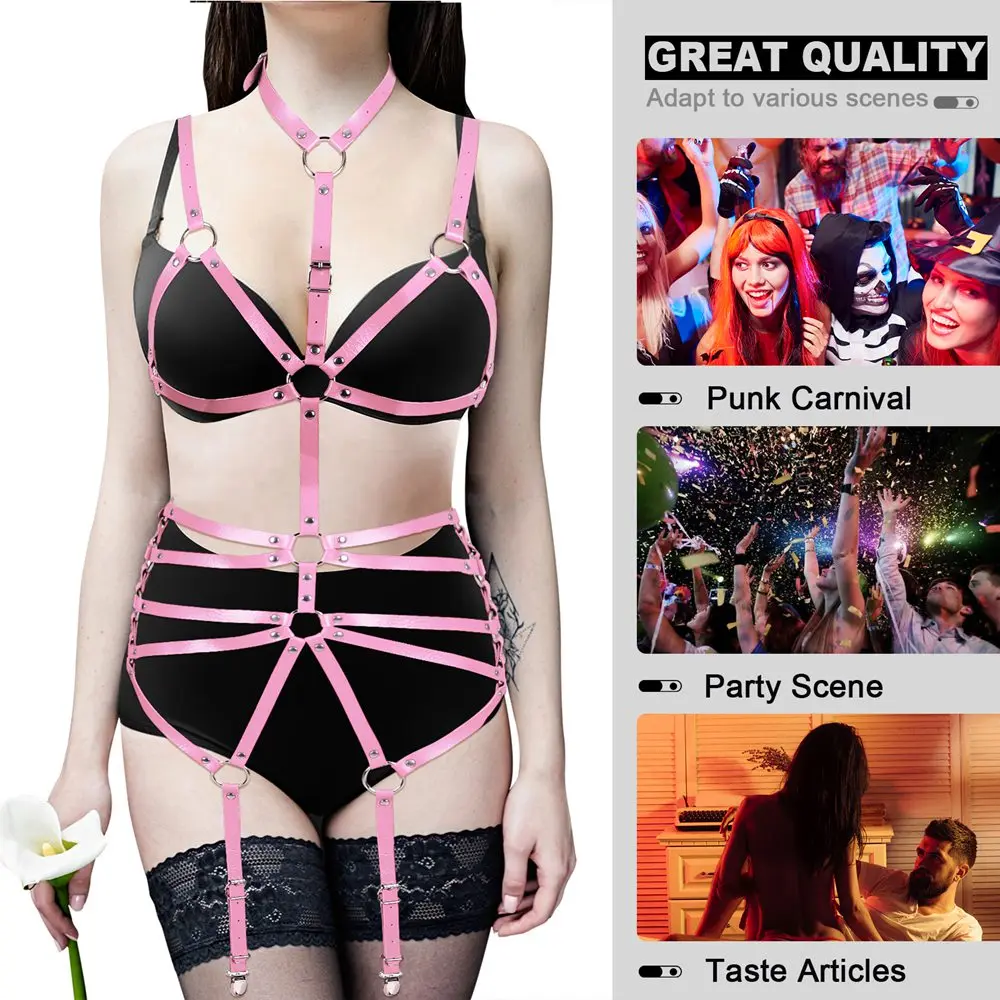PU Leather Full Body Harness Bra Cage Waist Top Pole Party Dance Rave Strap Bondage Garter Belt Adjuster Sexy Gothic Lingerie
PU Leather Full Body Harness Bra Cage Waist Top Pole Party Dance Rave Strap Bondage Garter Belt Adjuster Sexy Gothic Lingerie