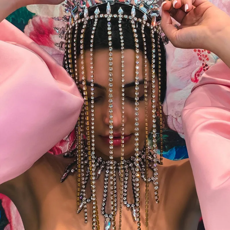 Rhinestone Bridal Head Chain for Girl Long Tassel Forehead Crown Headband Cover Face Luxury Crystal Elastic Hair Chain Headpiece
Rhinestone Bridal Head Chain for Girl Long Tassel Forehead Crown Headband Cover Face Luxury Crystal Elastic Hair Chain Headpiece