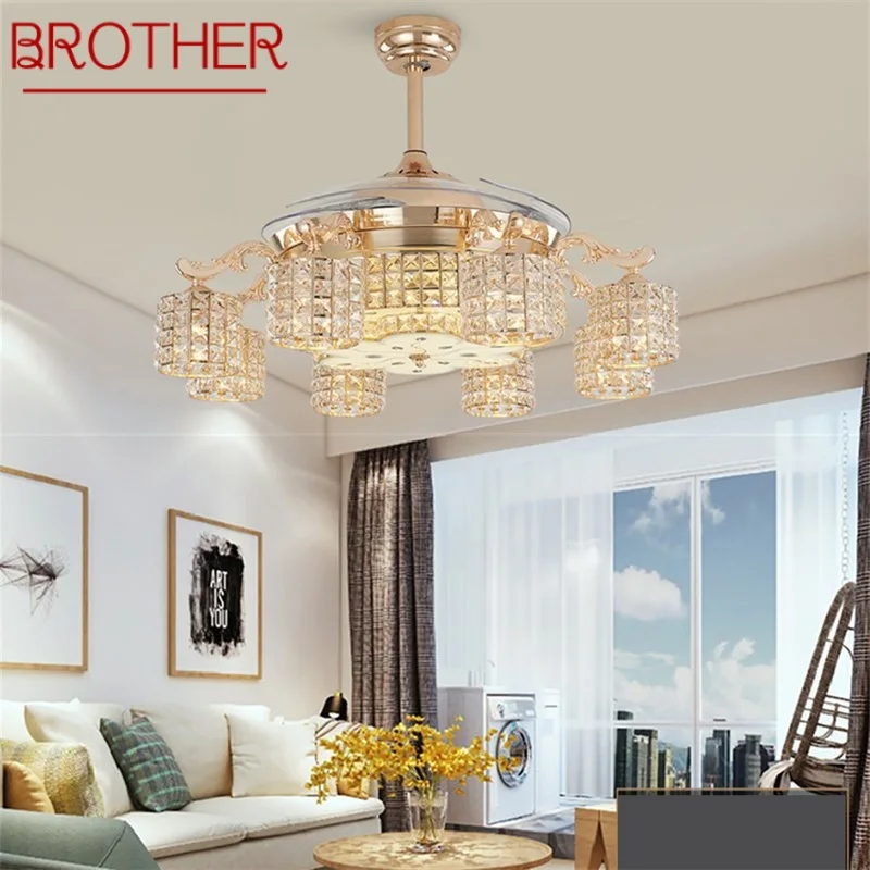 BROTHER New Ceiling Fan Light Invisible Crystal With Remote Control Modern Luxury Gold Lamp For Home
BROTHER New Ceiling Fan Light Invisible Crystal With Remote Control Modern Luxury Gold Lamp For Home
