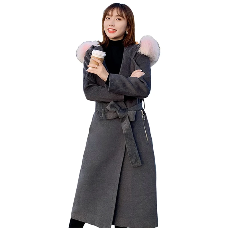 2022 Woolen Coats New Women's Autumn Winter Jackets Real Shot Big Fur Collar X-long Hooded Jacket Female Wool Outerwear G717
2022 Woolen Coats New Women's Autumn Winter Jackets Real Shot Big Fur Collar X-long Hooded Jacket Female Wool Outerwear G717