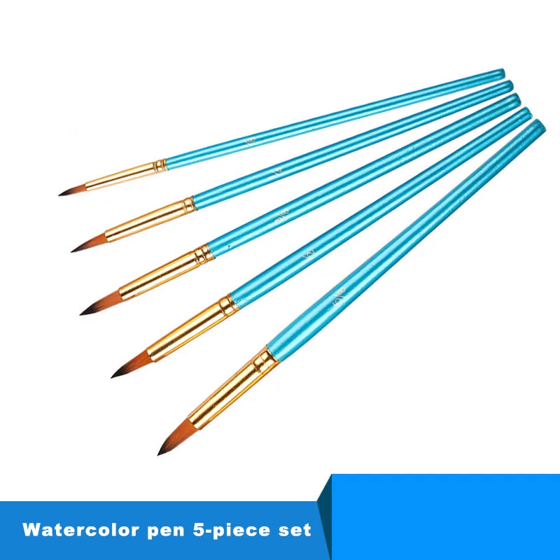 5 pcs watercolor brush pen nib round head blue short wood nylon hair gouache paint brush set art supplies for painting
5 pcs watercolor brush pen nib round head blue short wood nylon hair gouache paint brush set art supplies for painting