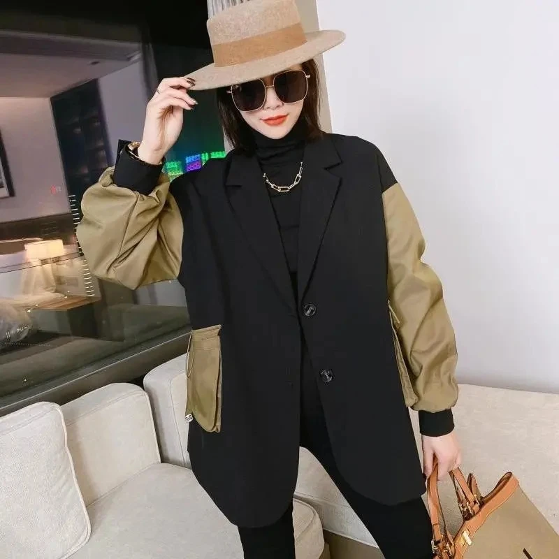 2024 Spring Autumn Korea Casual Trend Women Lapel Contrast Color Stitching Loose Fashion Pocket Long-sleeved Blazer Female
2024 Spring Autumn Korea Casual Trend Women Lapel Contrast Color Stitching Loose Fashion Pocket Long-sleeved Blazer Female