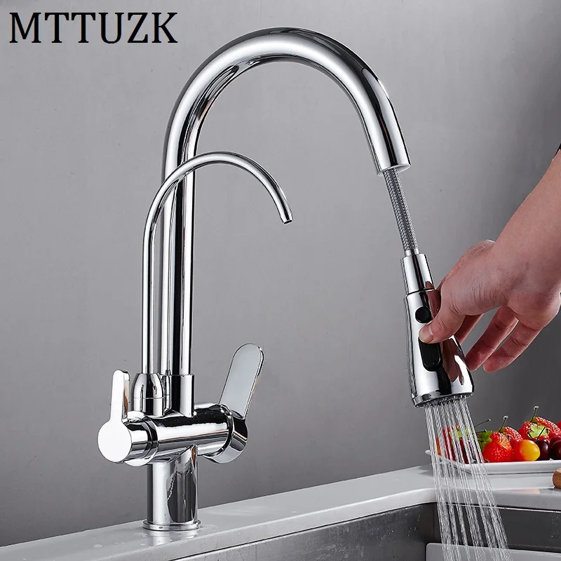 Chrome Brass Kitchen 3 Ways Purification Faucet Drinking Tap Pure Water Pull Down Faucet Dual Handle Hot Cold Mixer Taps Crane
Chrome Brass Kitchen 3 Ways Purification Faucet Drinking Tap Pure Water Pull Down Faucet Dual Handle Hot Cold Mixer Taps Crane