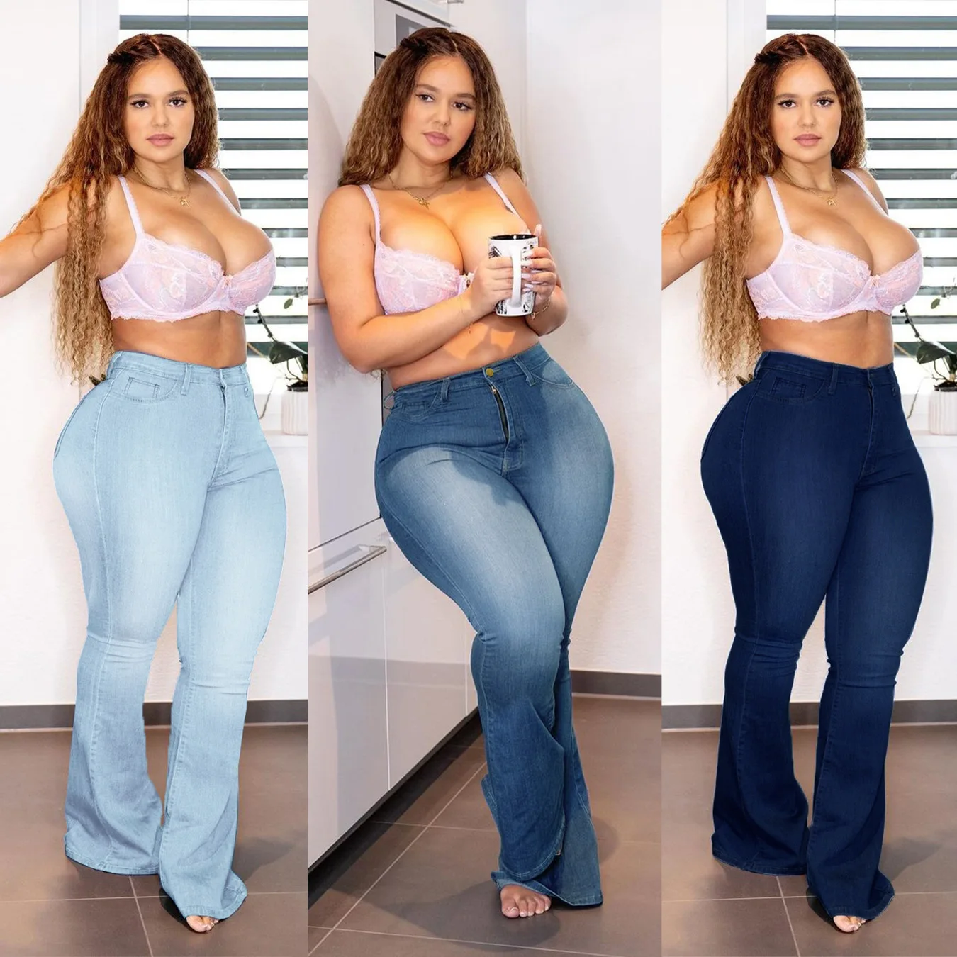 FNOCE 2020 new women's jean pants large size fashion casual elegant all-match solid high waist tight slim denim Wide Leg Pants
FNOCE 2020 new women's jean pants large size fashion casual elegant all-match solid high waist tight slim denim Wide Leg Pants