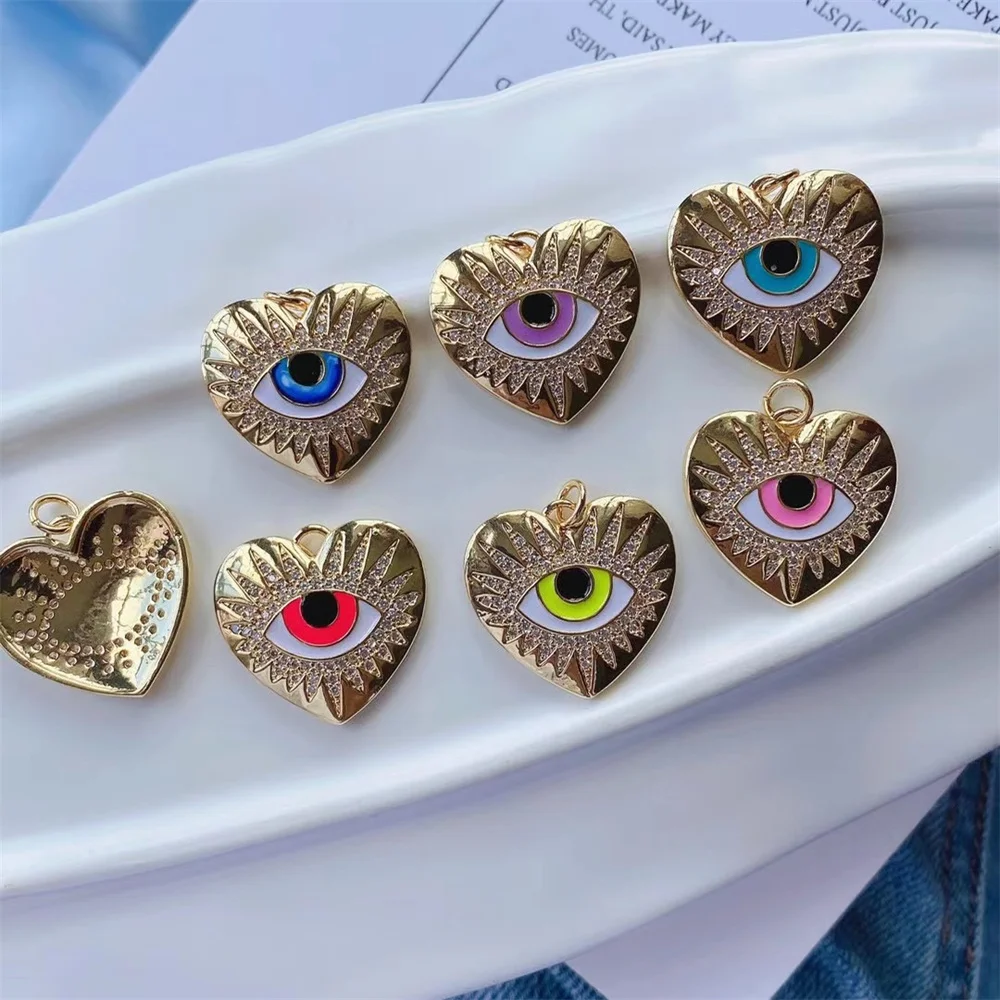 10Pcs Wholesale Retro Fashion Custom Heart With Zircon Pendent Necklace Colorful Enamel Eye Pendent Necklace
10Pcs Wholesale Retro Fashion Custom Heart With Zircon Pendent Necklace Colorful Enamel Eye Pendent Necklace