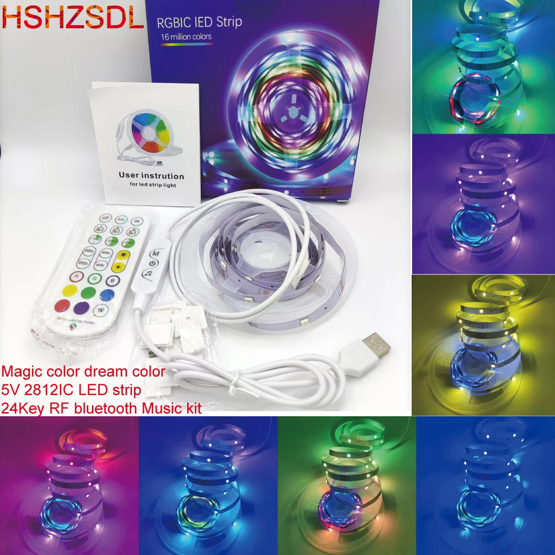 5V usb LED Pixels strip bluetooth music control dream magic color WS2812B 5050RGB LED Strip 1 led a cut unit 14Led/m Addressable
5V usb LED Pixels strip bluetooth music control dream magic color WS2812B 5050RGB LED Strip 1 led a cut unit 14Led/m Addressable