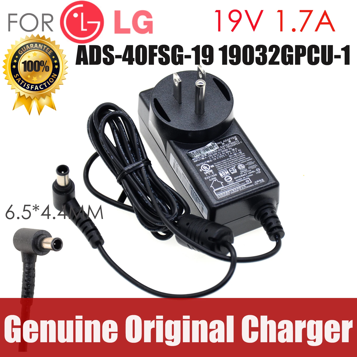 Original new FOR LG 19V-1.7A ADS-40FSG-19 19032GPCU-1 AC adapter Power supply Charger cord
Original new FOR LG 19V-1.7A ADS-40FSG-19 19032GPCU-1 AC adapter Power supply Charger cord