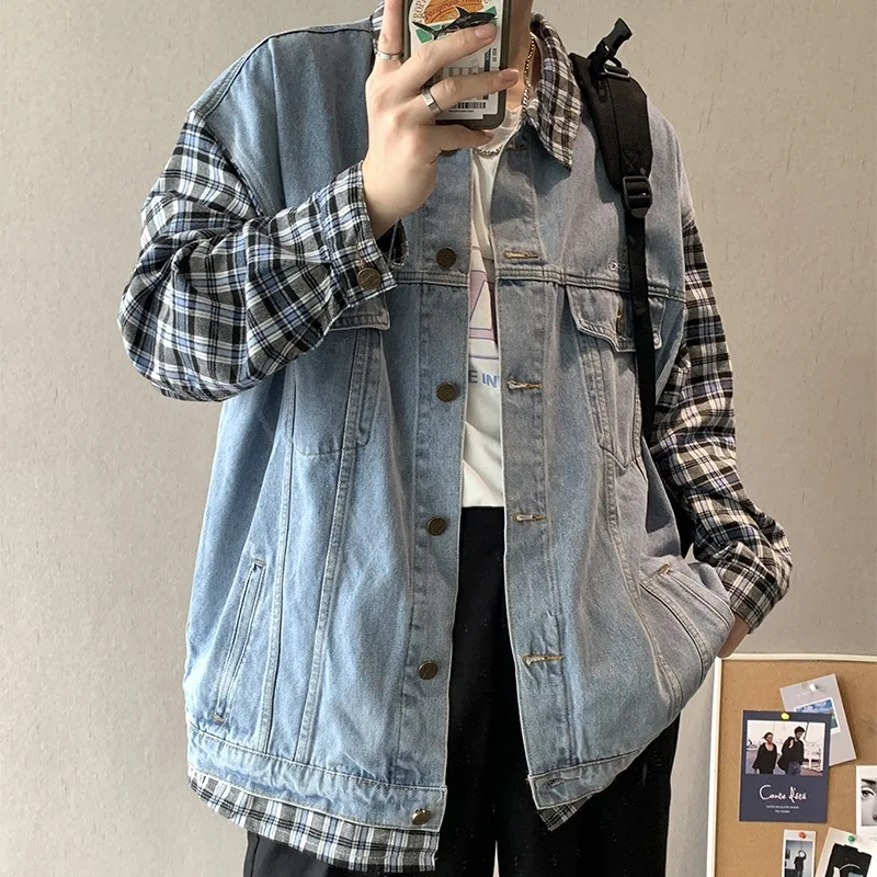 Fashion Men's Jeans Slim Fit MEN'S Jacket Jeans Coat Ins Tide Brand Fake Two-Piece Splicing Students Denim Jacket Men's Overcoat
Fashion Men's Jeans Slim Fit MEN'S Jacket Jeans Coat Ins Tide Brand Fake Two-Piece Splicing Students Denim Jacket Men's Overcoat