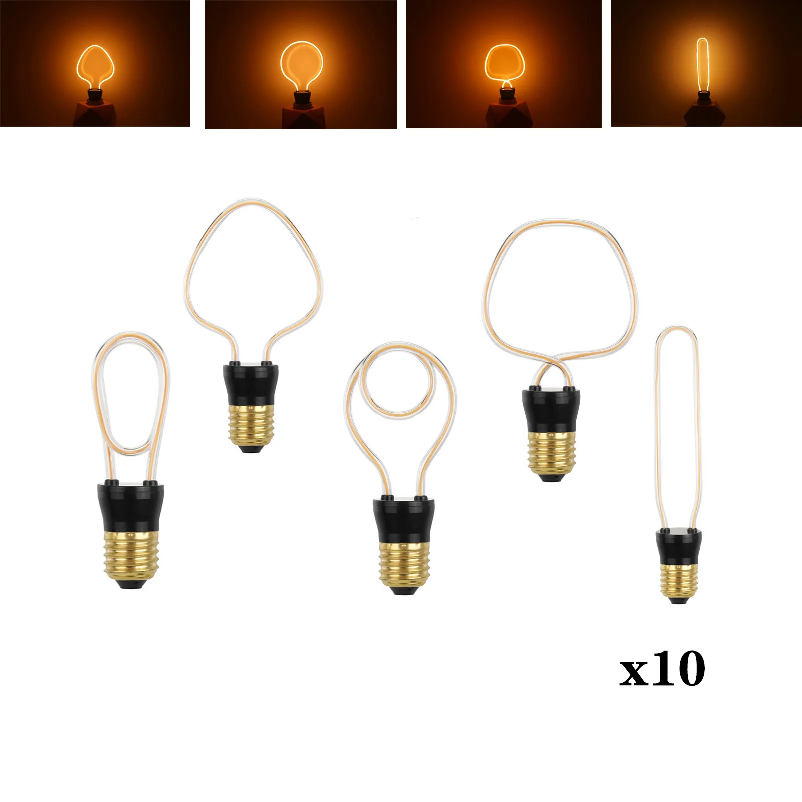 10X E27 LED Filament Retro Edison Antique Lamp, Unique Shape Lamps Lighting, Flexible/BENT LED, For Living Room Decoration
10X E27 LED Filament Retro Edison Antique Lamp, Unique Shape Lamps Lighting, Flexible/BENT LED, For Living Room Decoration