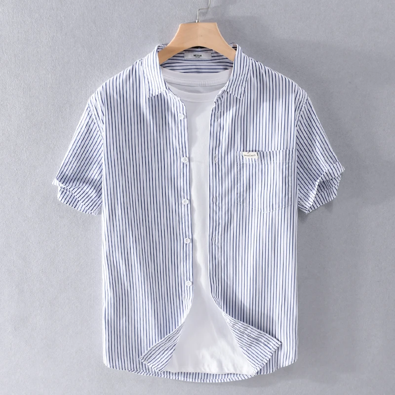 New style short sleeve brand cotton shirt men fashion comfortable striped shirts men tops mens clothes camisa chemise
New style short sleeve brand cotton shirt men fashion comfortable striped shirts men tops mens clothes camisa chemise
