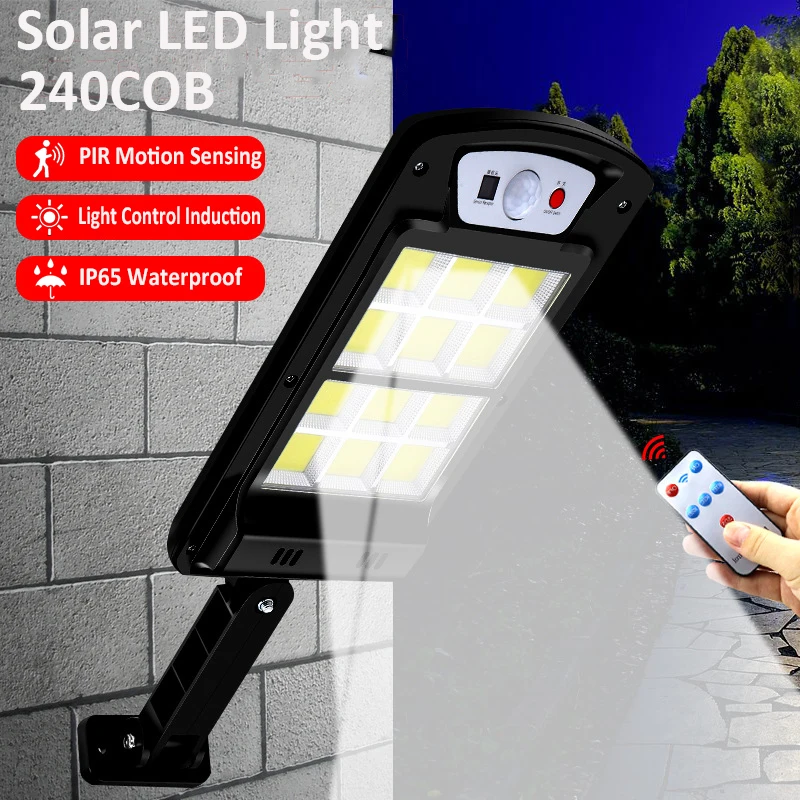 240COB Solar LED Light PIR Motion Sensing Waterproof Smart Remote Control Lamp Outdoor Street Garden Security Wall Light Camping
240COB Solar LED Light PIR Motion Sensing Waterproof Smart Remote Control Lamp Outdoor Street Garden Security Wall Light Camping