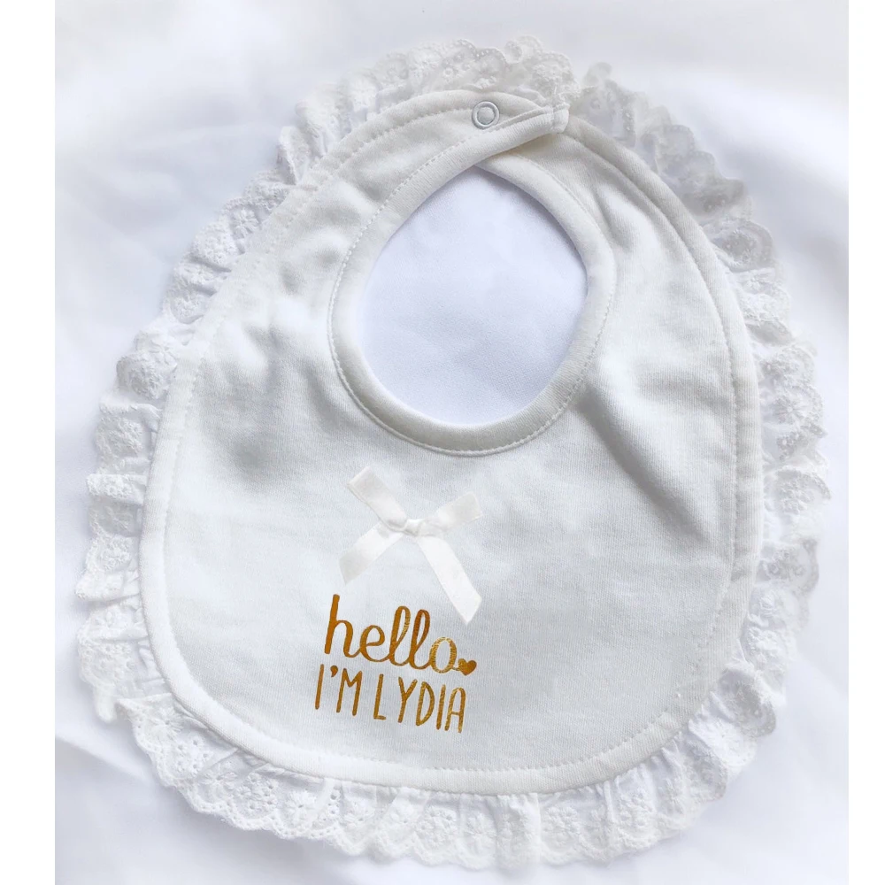 Customized Baby Shower Baby Girl Lace Bibs Cotton Named Baptism Bib Newborn Infant Saliva Bowknot Lace Feeding Accessory Bibs
Customized Baby Shower Baby Girl Lace Bibs Cotton Named Baptism Bib Newborn Infant Saliva Bowknot Lace Feeding Accessory Bibs