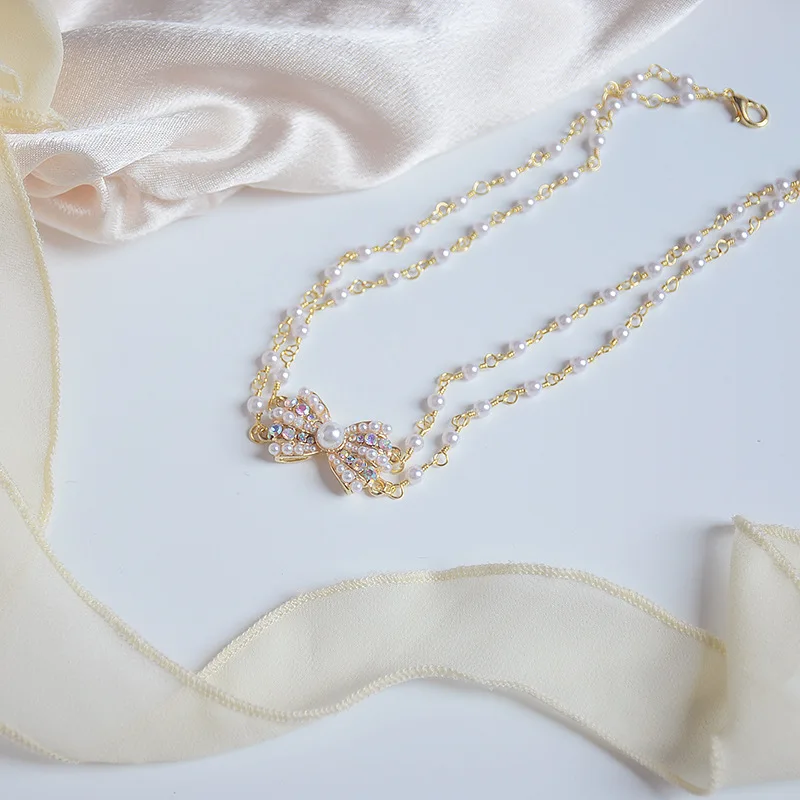 Luxury Sweet Bowknot Handmade Pearl Design Clavicle Chain Exquisite Advanced Banquet Accessories Birthday Gift Girl Necklace
Luxury Sweet Bowknot Handmade Pearl Design Clavicle Chain Exquisite Advanced Banquet Accessories Birthday Gift Girl Necklace