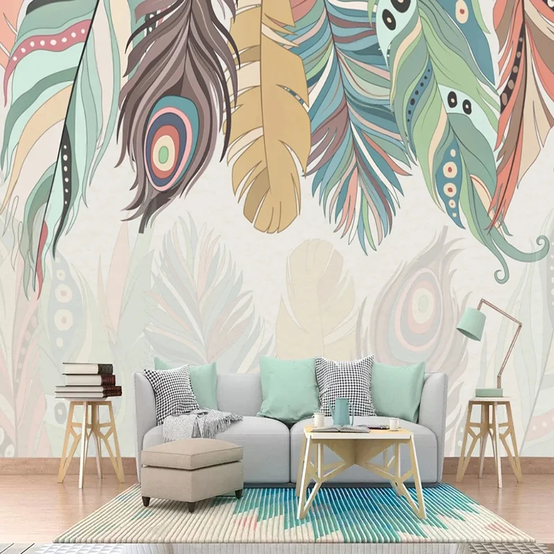 Custom 3D Wall Mural Nordic Hand Painted Colorful Feather Photo Wallpaper Living Room TV Background Wall Paper Papel De Parede
Custom 3D Wall Mural Nordic Hand Painted Colorful Feather Photo Wallpaper Living Room TV Background Wall Paper Papel De Parede